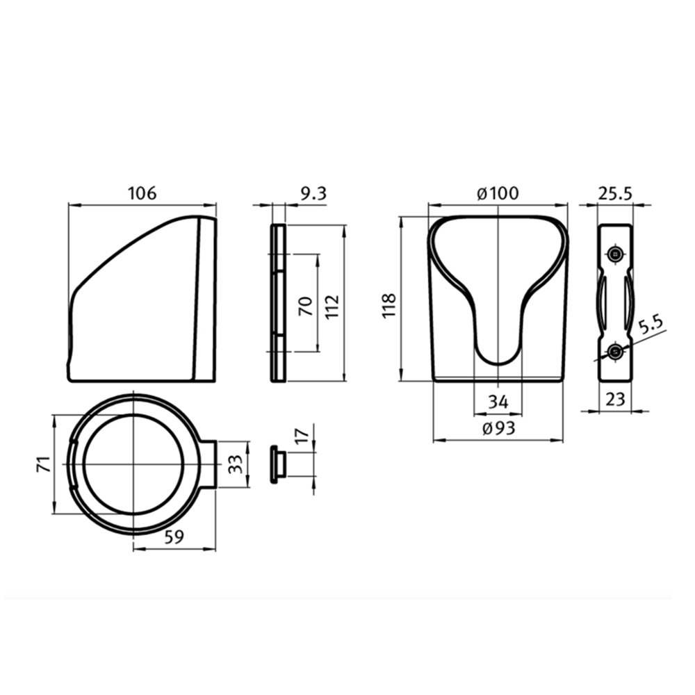 72-000-3 MODULAR SOLUTIONS PROFILE<BR>30 SERIES CUP HOLDER W/HARDWARE